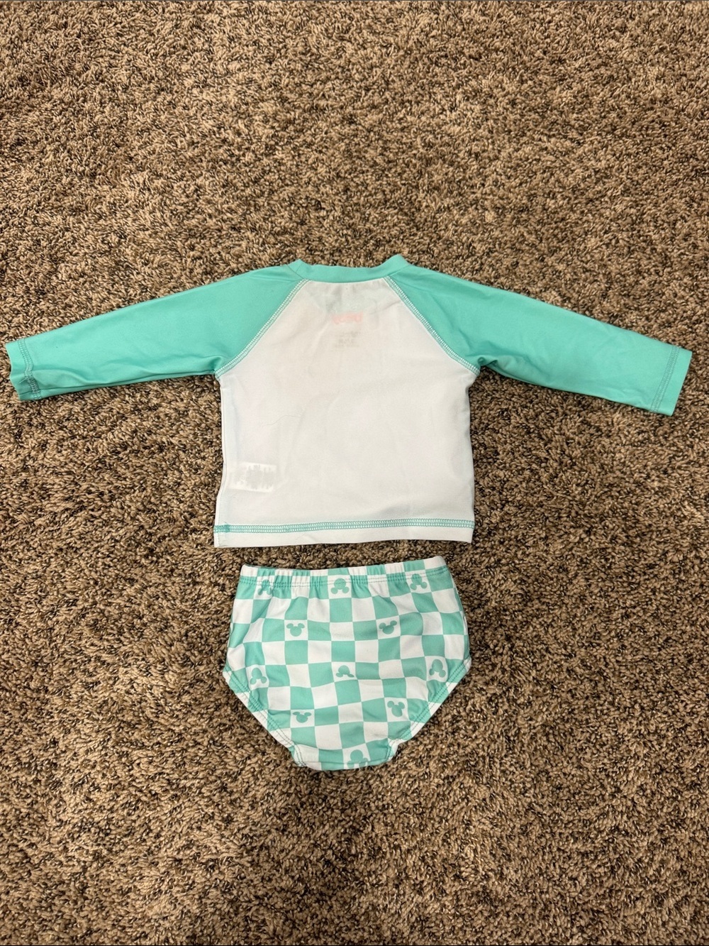 Disney Mint & White Girls Two-Piece Rash Guard Swim Set - Picture 2 of 2